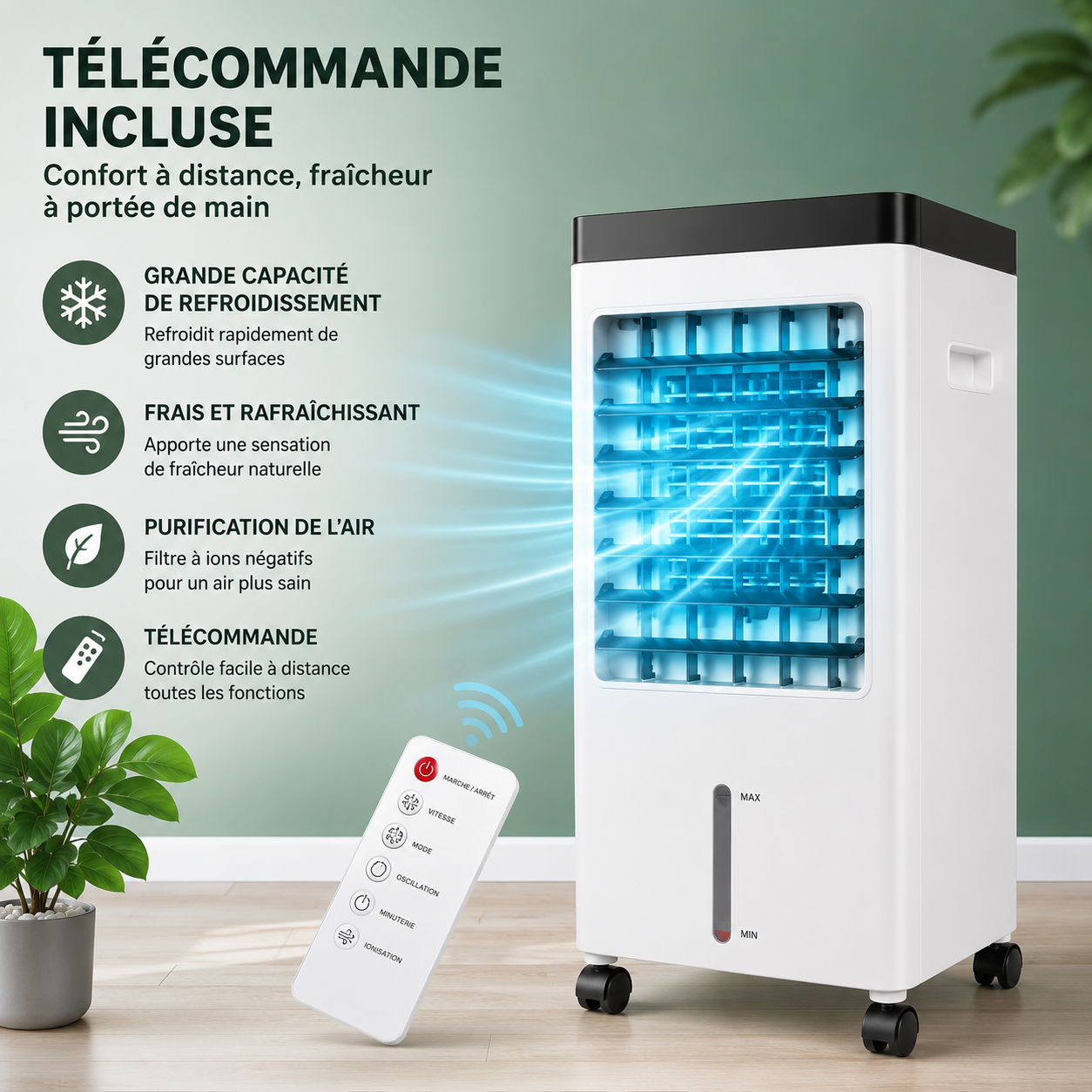 FRESHFLOW- Climatiseur Évaporatif 4L 3-en-1