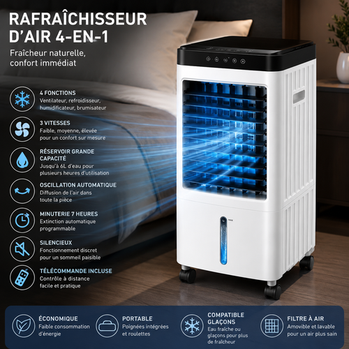 FRESHFLOW- Climatiseur Évaporatif 4L 3-en-1